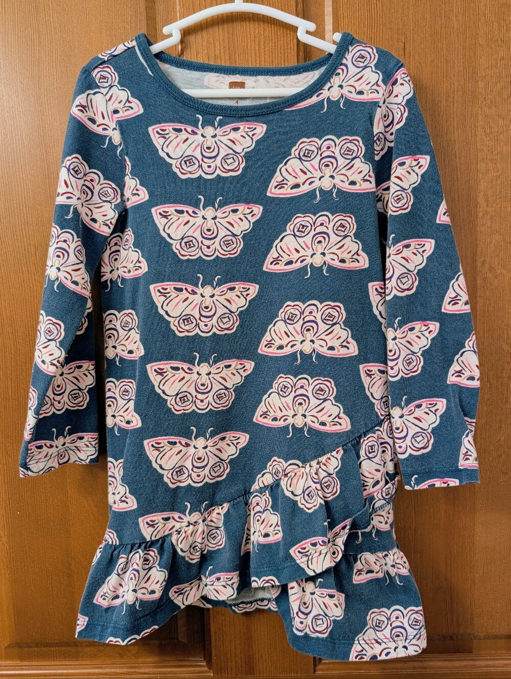 Tea Collection Teal Butterfly Print Long-Sleeve Dress